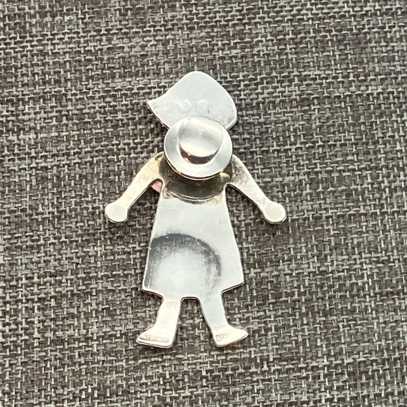 JO Girl Heart Pin Brooch As Is Tack Lapel Tie Sterling Silver Matte Pink Signed - Picture 5 of 8